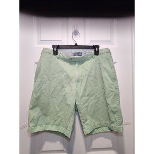 Peter Millar Shorts Mens 36 Chino‎ Flat Front Light Pastel Green Pima Cotton 9"